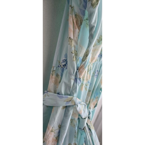 LoveShackFancy Light Blue‎ Floral Maxi Dress Puff Sleeve Cottagecore Summer - Picture 9 of 9